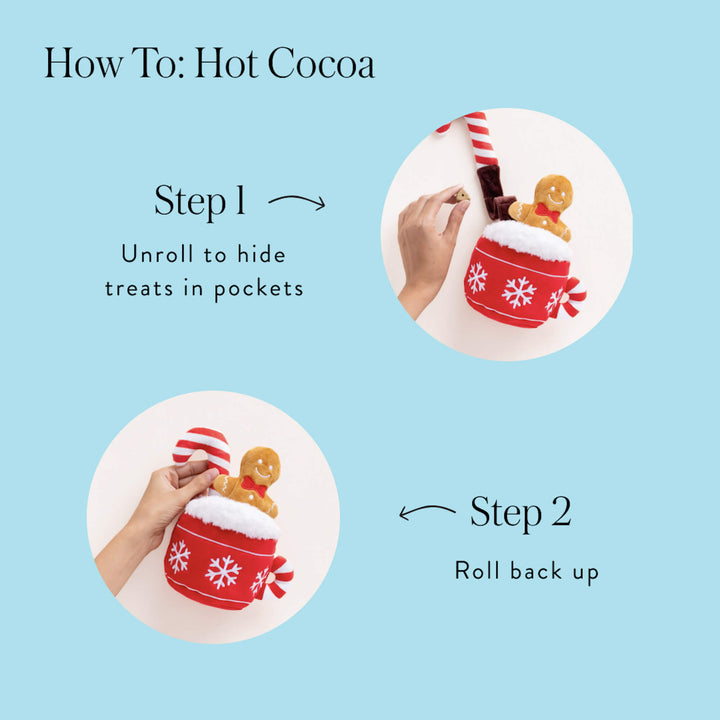 Hot cocoa how-to: unroll the candy cane to hide treats, then roll it back up