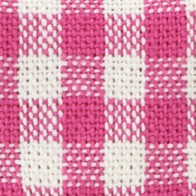 Fabric swatch of the hot pink gingham dog collar