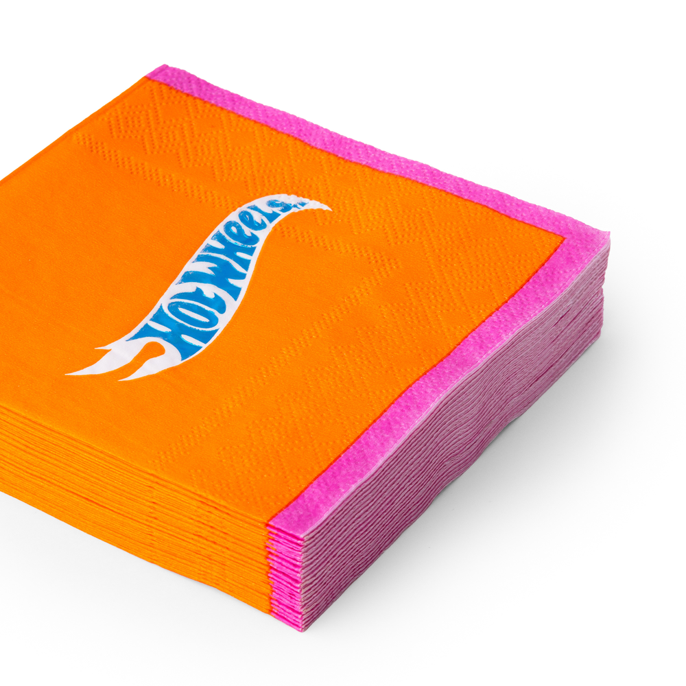HOT WHEELS™ X BONJOUR FETE ORANGE SMALL NAPKINS Bonjour Fete Napkins HOT WHEELS™ X BONJOUR FETE ORANGE SMALL NAPKINS Bonjour Fete - Party Supplies