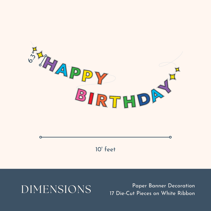 SPRINKLES & SMILES RAINBOW HAPPY BIRTHDAY BANNER Bonjour Fete Garlands & Banners SPRINKLES & SMILES RAINBOW HAPPY BIRTHDAY BANNER Bonjour Fete - Party Supplies