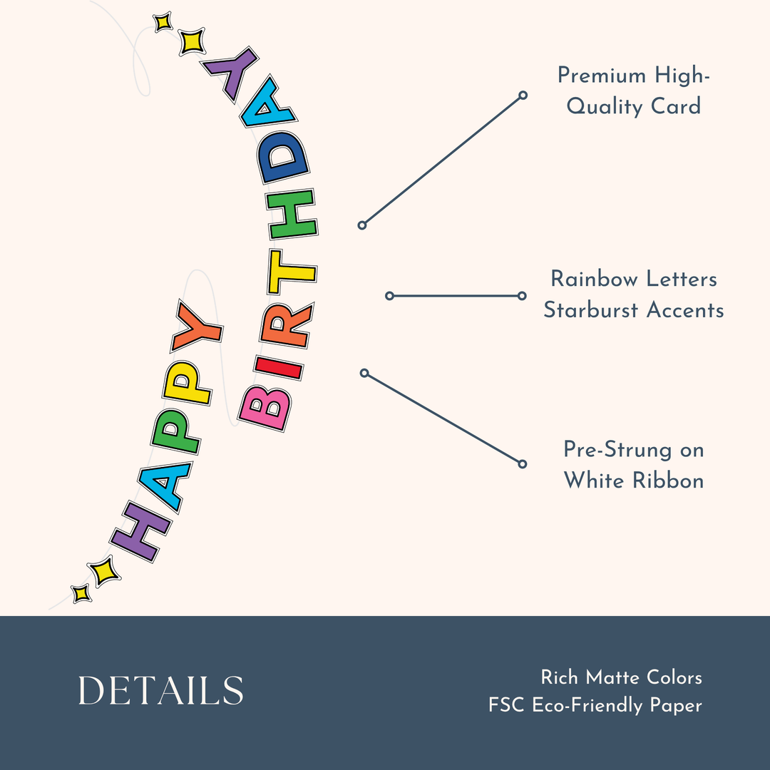 SPRINKLES & SMILES RAINBOW HAPPY BIRTHDAY BANNER Bonjour Fete Garlands & Banners SPRINKLES & SMILES RAINBOW HAPPY BIRTHDAY BANNER Bonjour Fete - Party Supplies