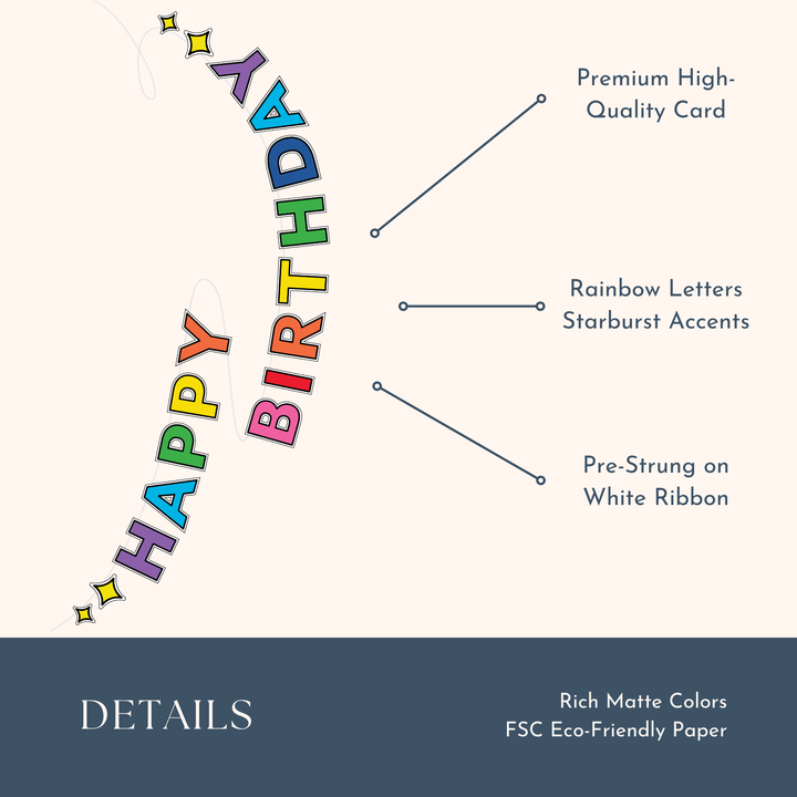 SPRINKLES & SMILES RAINBOW HAPPY BIRTHDAY BANNER Bonjour Fete Garlands & Banners SPRINKLES & SMILES RAINBOW HAPPY BIRTHDAY BANNER Bonjour Fete - Party Supplies