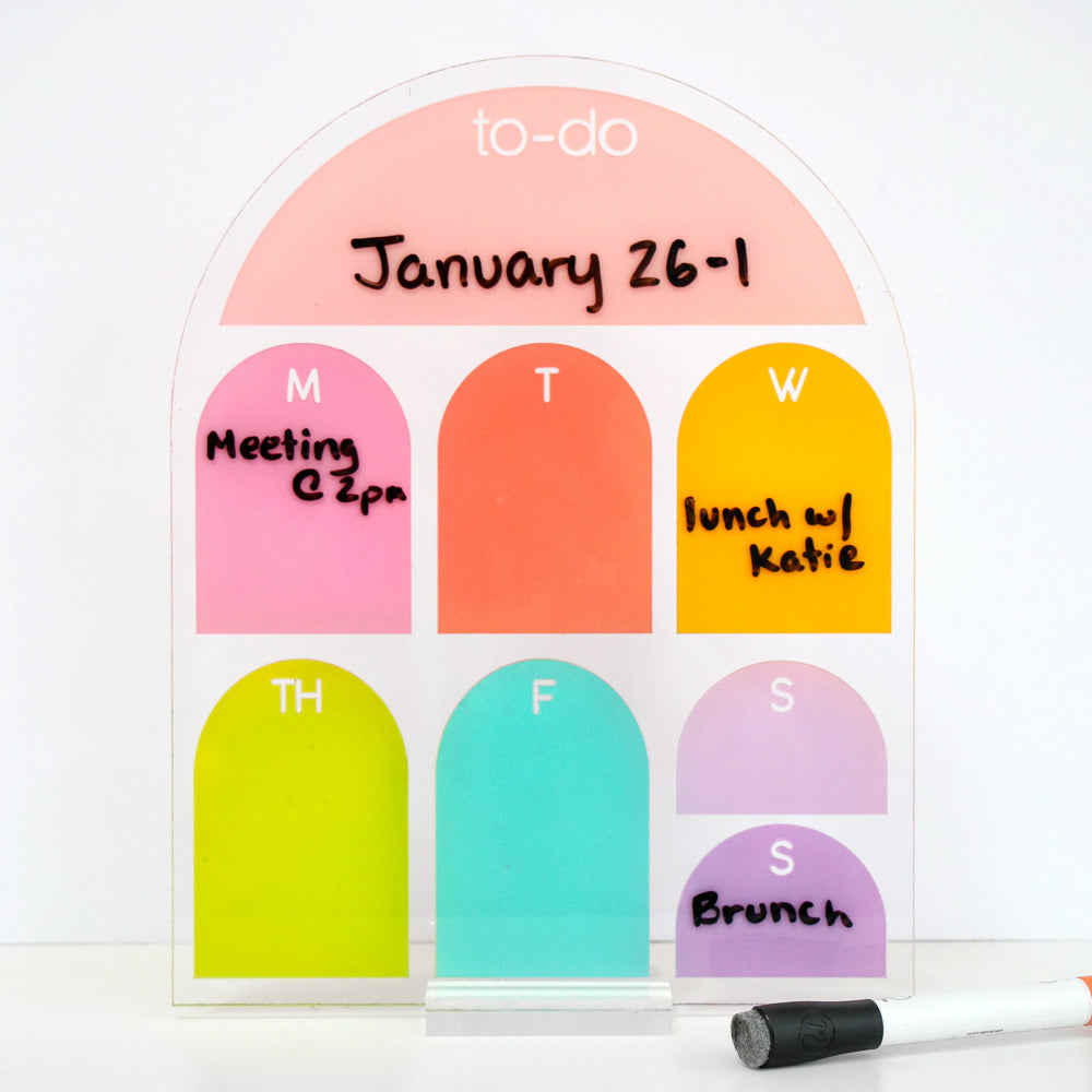 Weekly Rainbow Arch standing dry erase board Kailo Chic Weekly Rainbow Arch standing dry erase board Bonjour Fete - Party Supplies