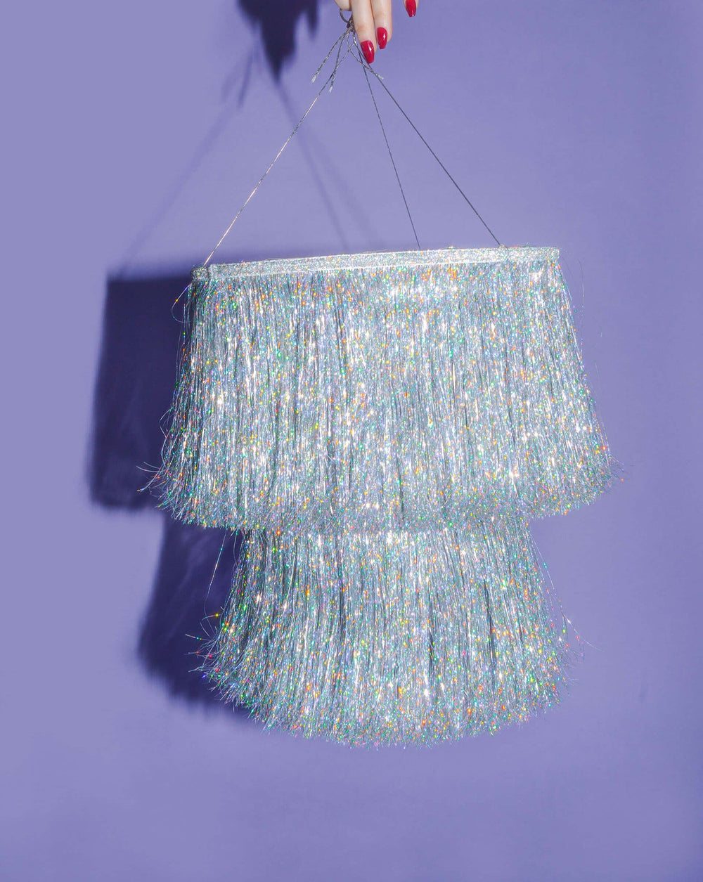 SILVER FRINGE CHANDELIER DECORATION - Bonjour Fête 