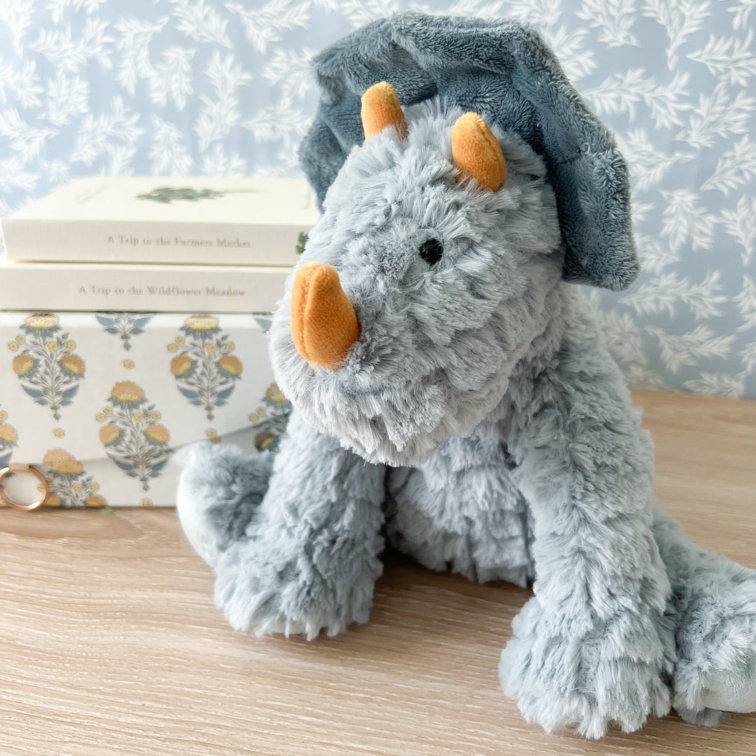 Bashful Blue Dinosaur Stuffed Animal by Mon Ami