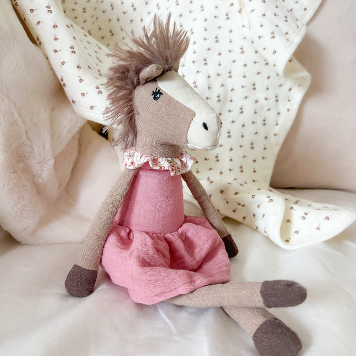 Nellie Horse Stuffed Animal in Pink Dress by Mon Ami