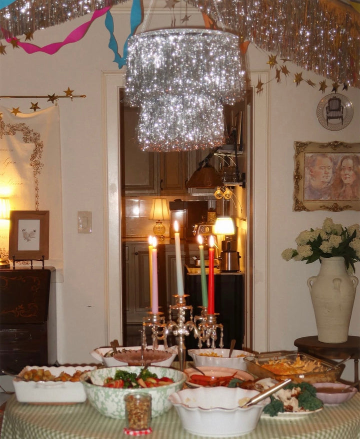 SILVER FRINGE CHANDELIER DECORATION - Bonjour Fête 