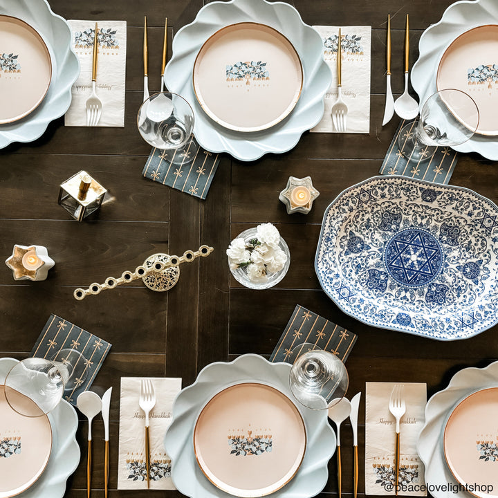 BONJOUR FÊTE X ONE & ONLY PAPER HAPPY HANUKKAH MENORAH SMALL PLATES Bonjour Fete Plates BONJOUR FÊTE X ONE & ONLY PAPER HAPPY HANUKKAH MENORAH SMALL PLATES Bonjour Fete - Party Supplies
