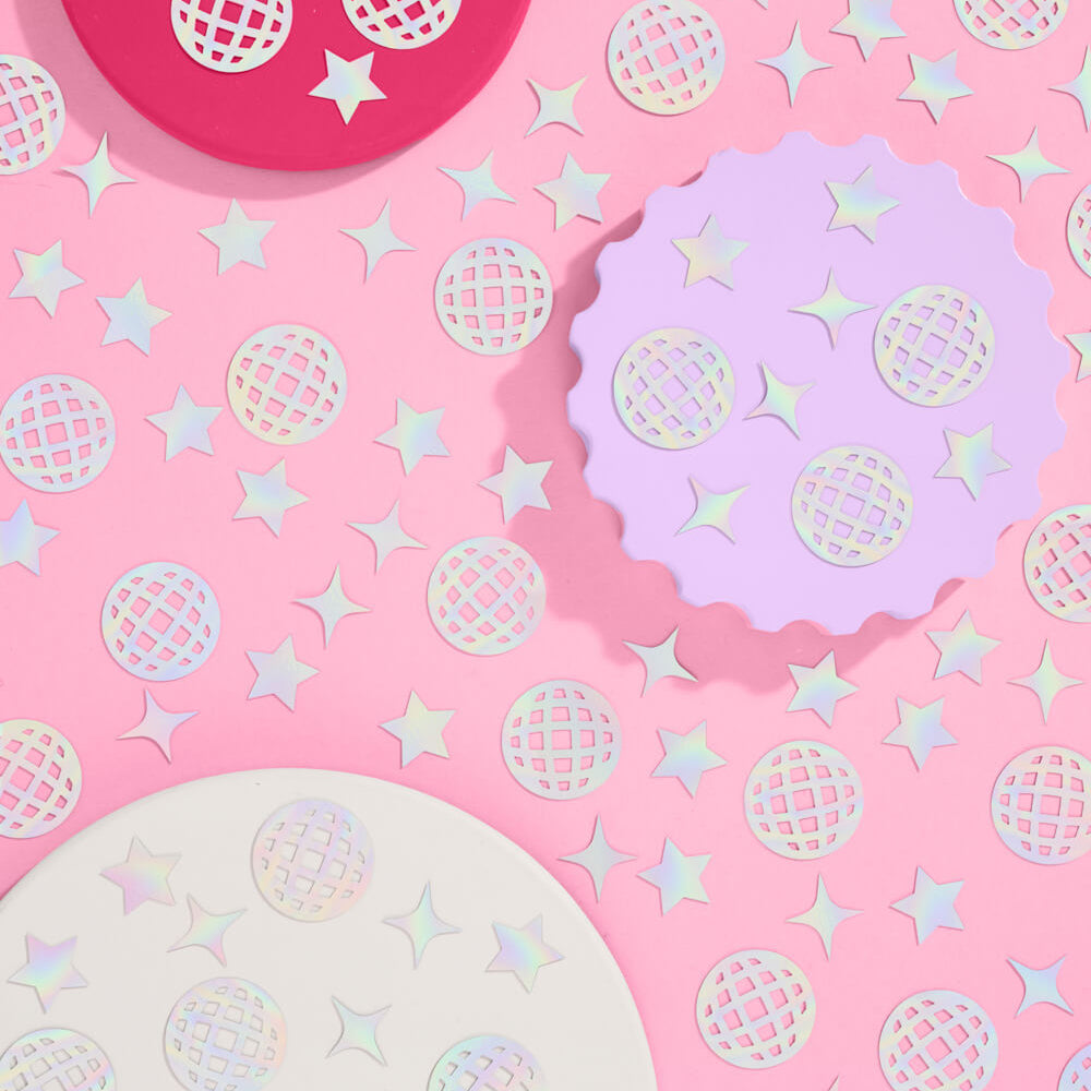 Disco Confetti - 200 pc iridescent foil confetti xo, Fetti confetti Disco Confetti - 200 pc iridescent foil confetti Bonjour Fete - Party Supplies