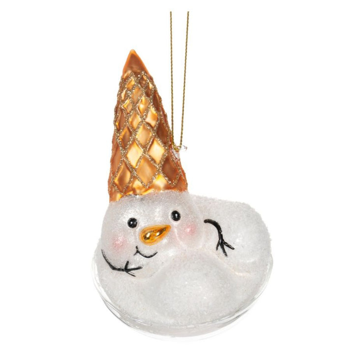 ICE CREAM CONE MAN GLASS ORNAMENT Ganz Bonjour Fete - Party Supplies