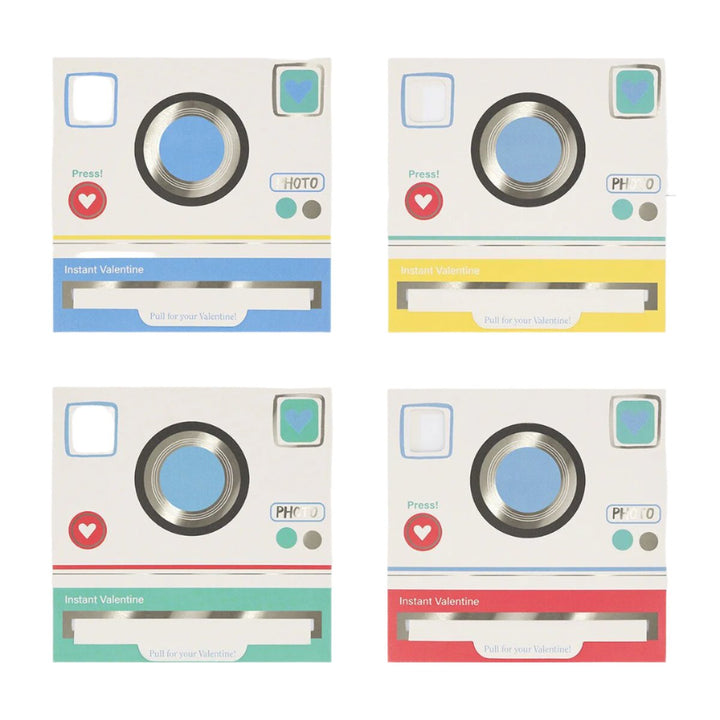 INSTANT CAMERA KIDS VALENTINE'S CARDS & STICKER SET Meri Meri Valentines Party Favors Bonjour Fete - Party Supplies