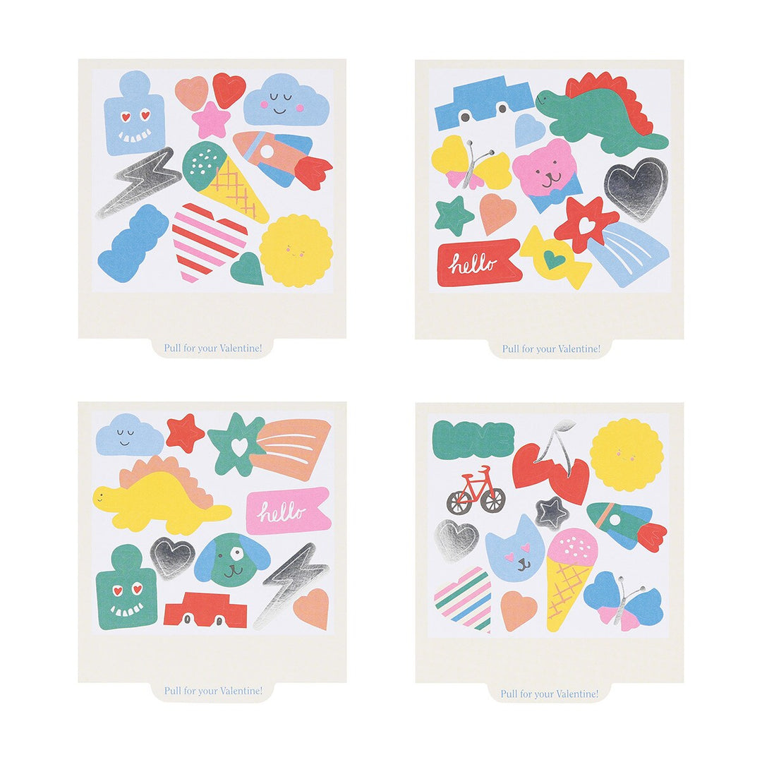 INSTANT CAMERA KIDS VALENTINE'S CARDS & STICKER SET Meri Meri Valentines Party Favors Bonjour Fete - Party Supplies