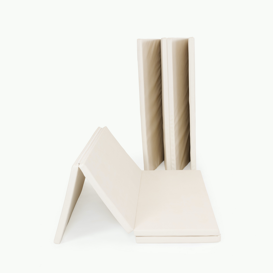 Detail of the Gathre tumbling mat's wipeable vegan leather surface.