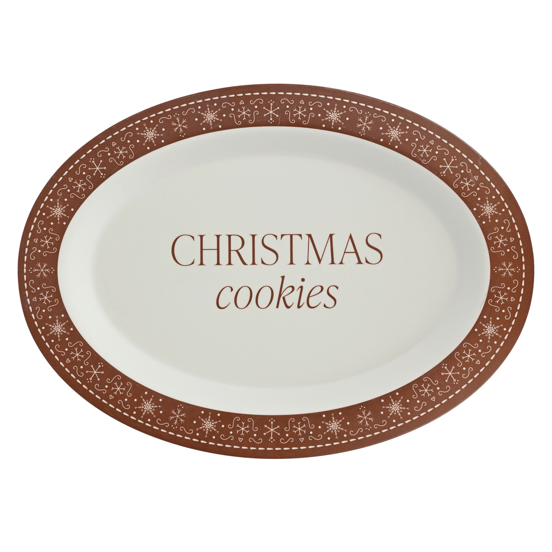 Gingerbread Oval Christmas Cookie Tray Sweet Water Decor SERVING TRAYS Gingerbread Oval Christmas Cookie Tray Bonjour Fete - Party Supplies