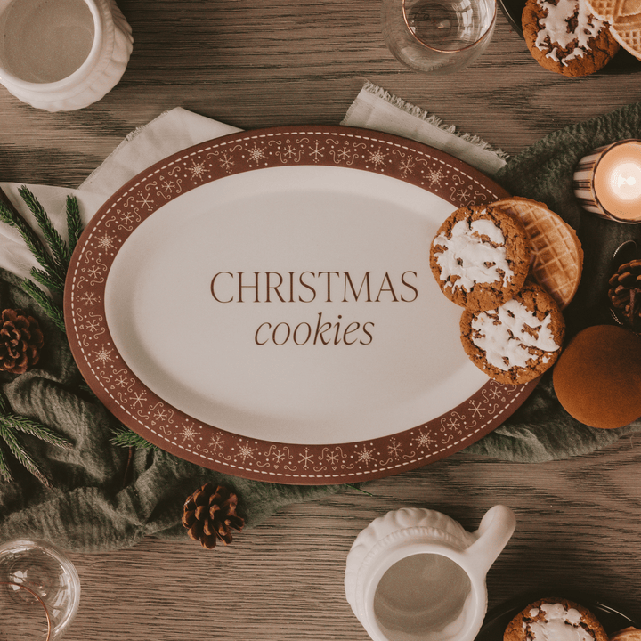Gingerbread Oval Christmas Cookie Tray Sweet Water Decor SERVING TRAYS Gingerbread Oval Christmas Cookie Tray Bonjour Fete - Party Supplies