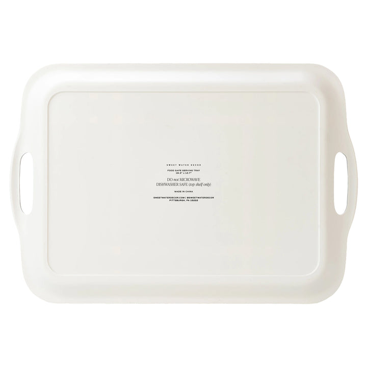 Navy Green Plaid Large Melamine Tray with Handles