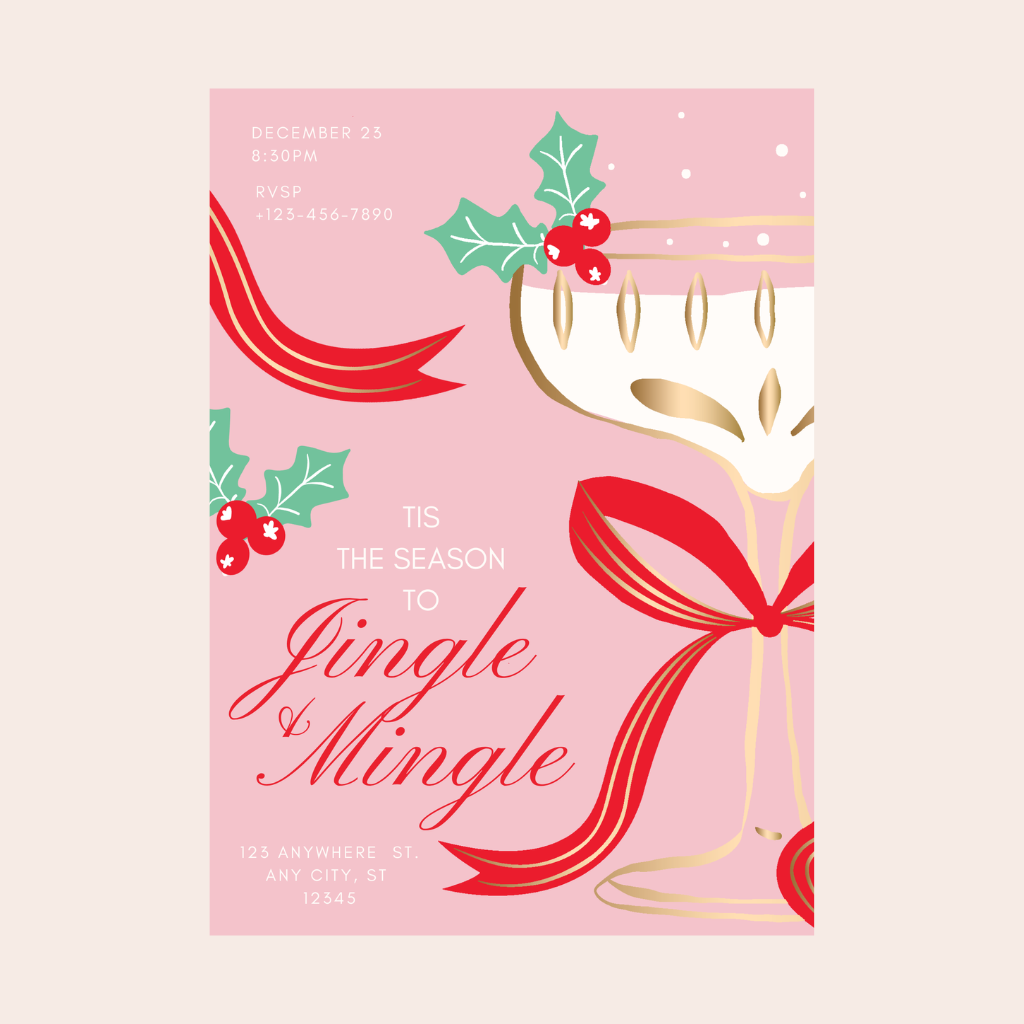 JINGLE & MINGLE CHRISTMAS SPIRITS DIGITAL PARTY INVITATION Bonjour Fête JINGLE & MINGLE CHRISTMAS SPIRITS DIGITAL PARTY INVITATION Bonjour Fete - Party Supplies