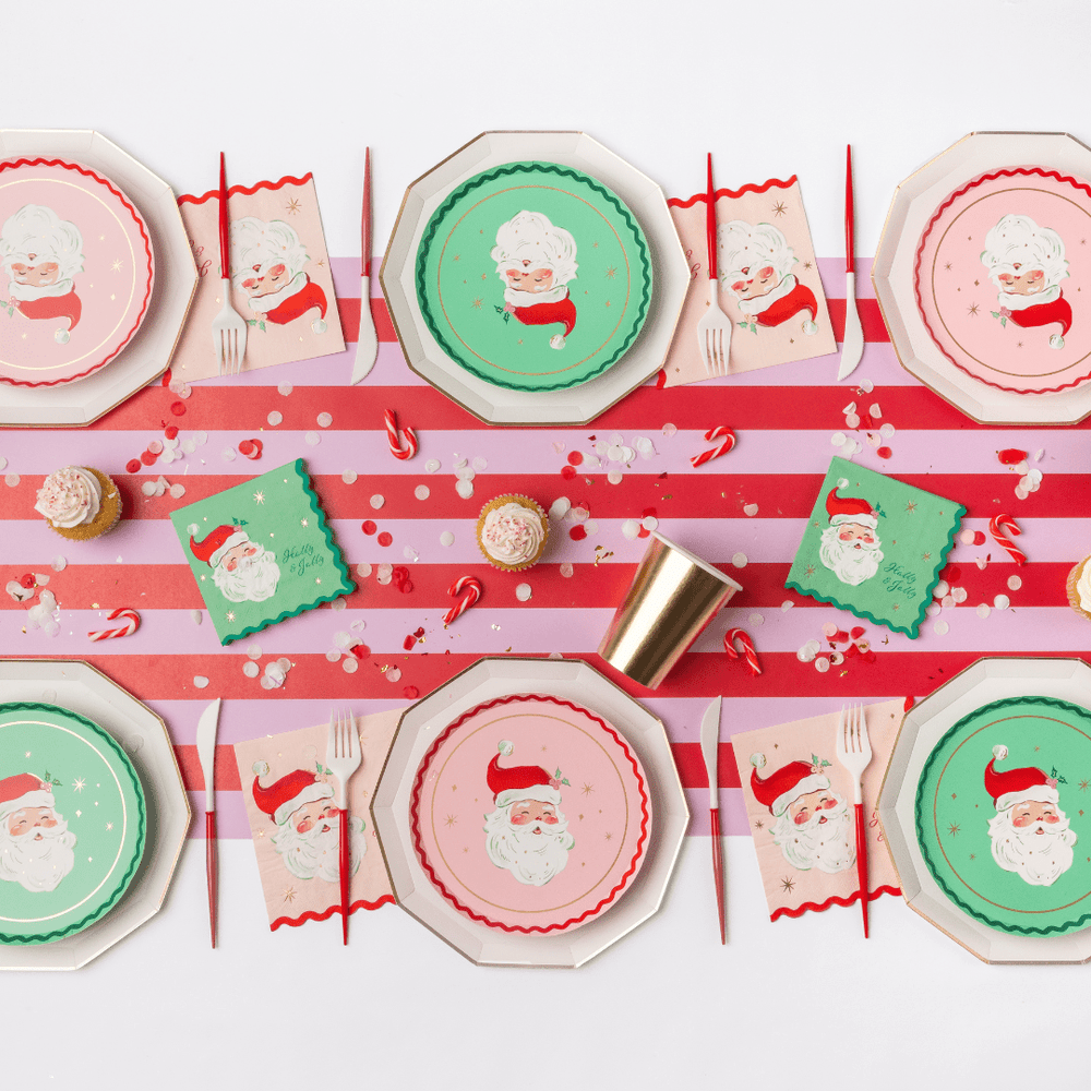 Jolly Vintage Santa Pink and Red Christmas-Bonjour Fete Party Supplies