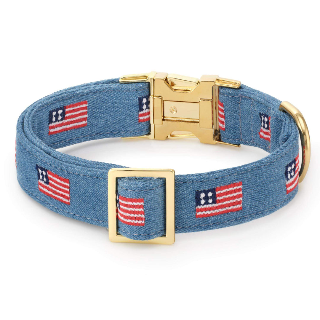Back of the American flag dog collar with soft flannel lining