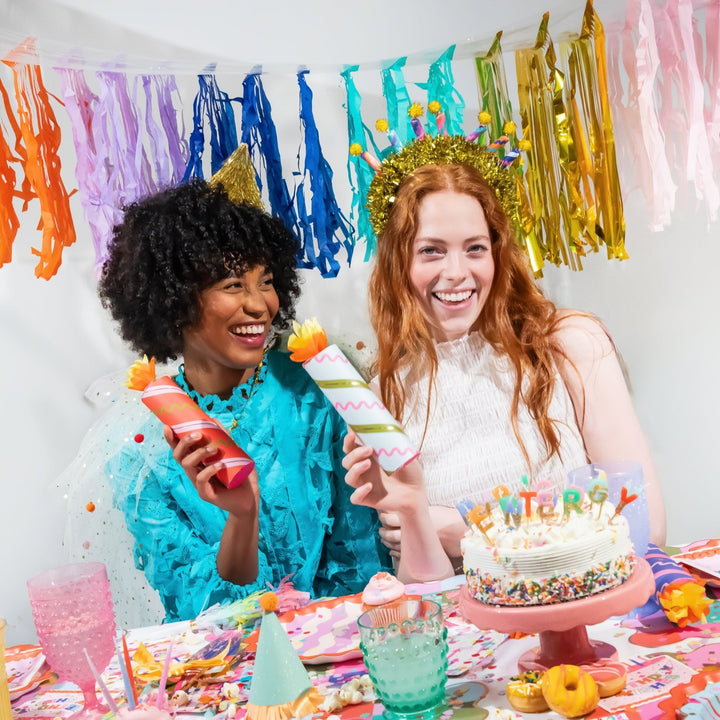 Colorful candle shaped party crackers for birthday place settings and party favors