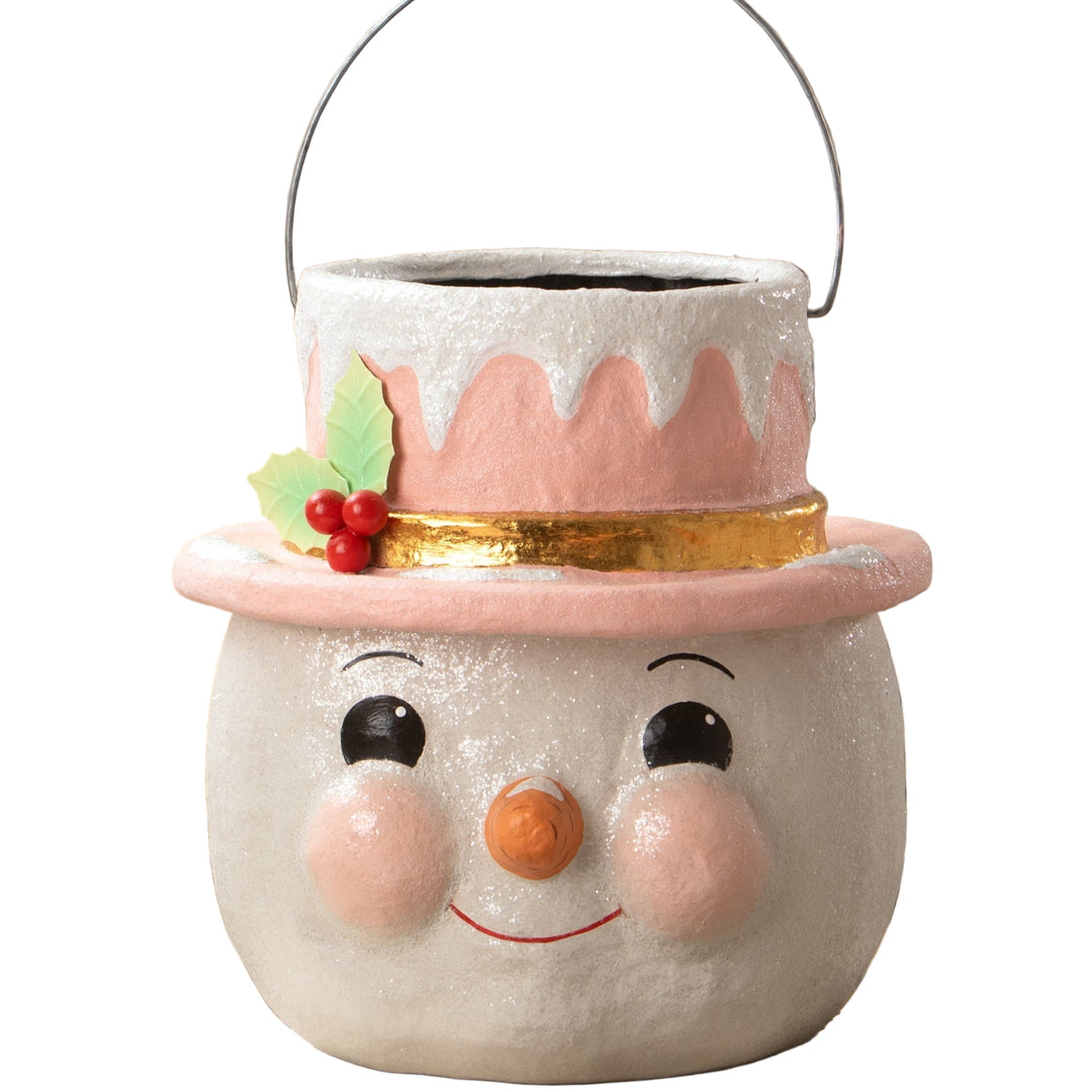 Pastel Holly Hat Snowman Lg Bethany Lowe Designs, Inc. Pastel Holly Hat Snowman Lg Bonjour Fete - Party Supplies
