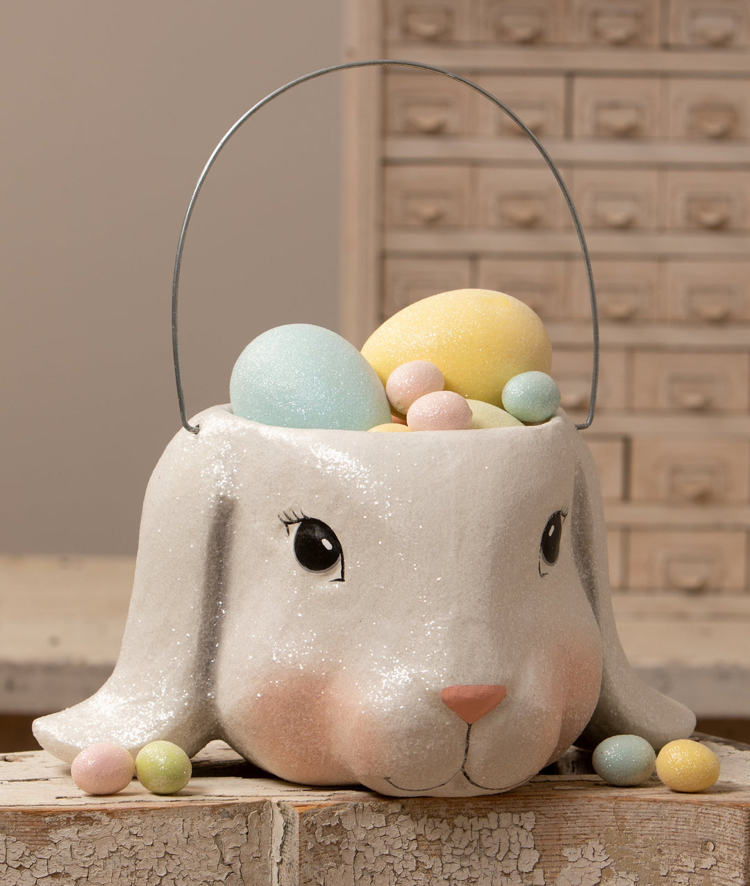 Floppy Ear Bunny Bucket Lg Bethany Lowe Designs, Inc. Floppy Ear Bunny Bucket Lg Bonjour Fete - Party Supplies