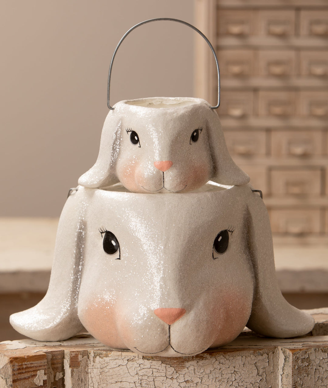 Floppy Ear Bunny Bucket Lg Bethany Lowe Designs, Inc. Floppy Ear Bunny Bucket Lg Bonjour Fete - Party Supplies
