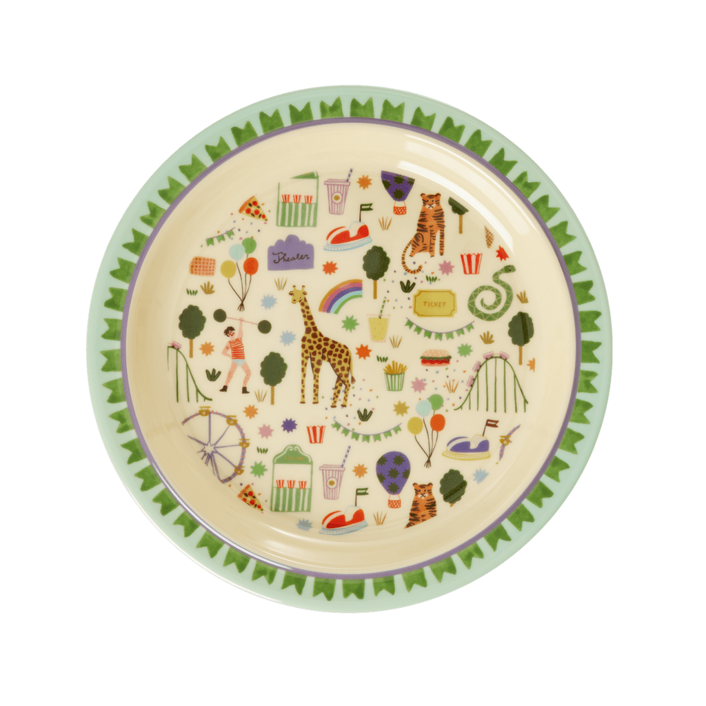 Melamine Kids Plate - Fun Fair Mint Print -