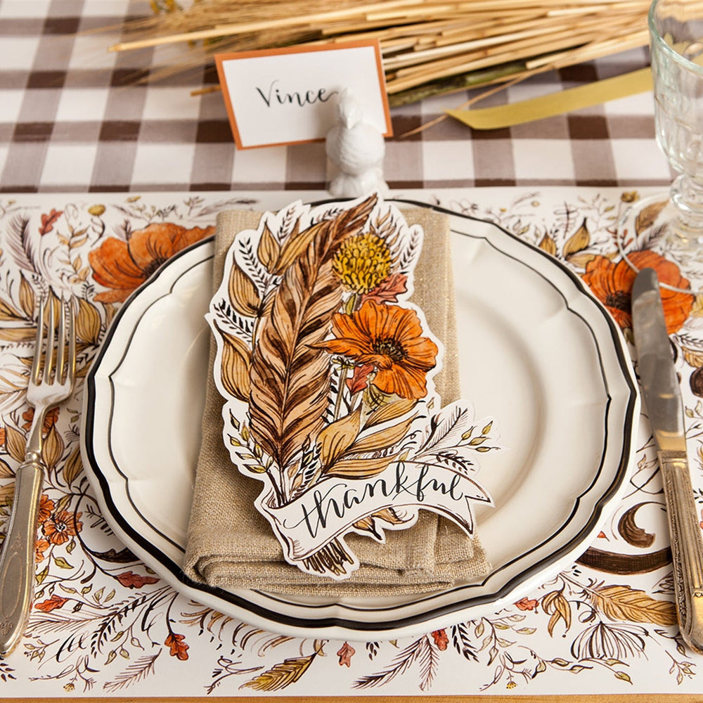 AUTUMN FEATHER PLACE CARDS Hester & Cook Thanksgiving Party Supplies AUTUMN FEATHER PLACE CARDS Bonjour Fete - Party Supplies