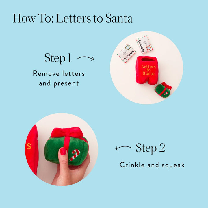 Mailbox how-to: remove the letters and present, then crinkle and squeak