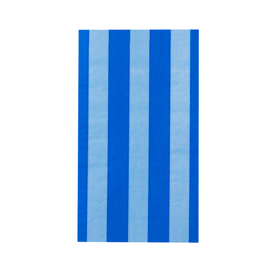 LIGHT & DARK BLUE SIGNATURE CABANA STRIPE GUEST TOWELS Bonjour Fete Napkin Luxury Cabana Stripe Guest Towels - Light & Dark Blue Bonjour Fete - Party Supplies