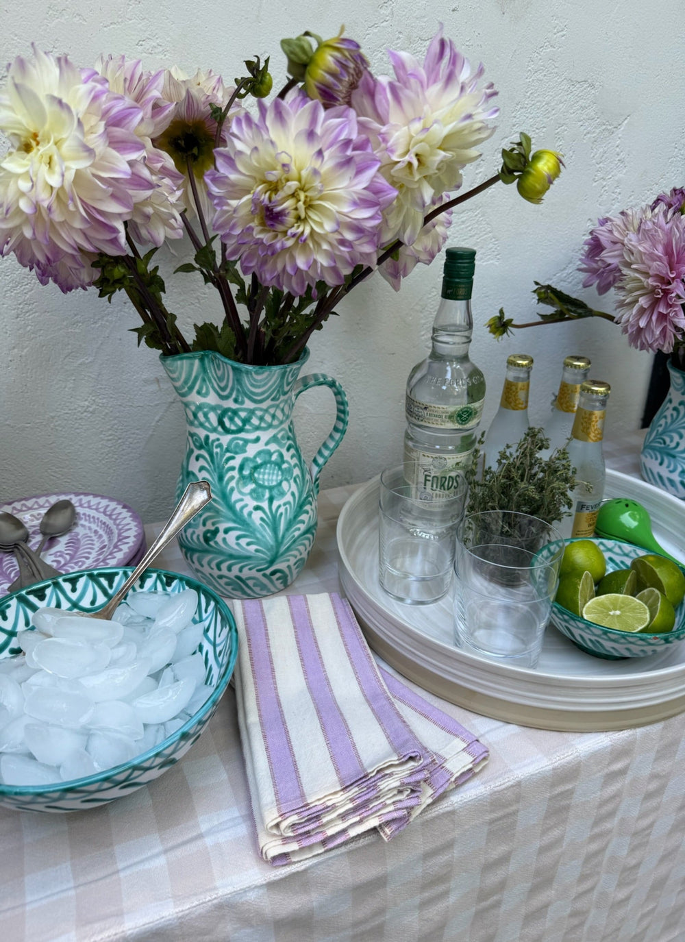 LILAC & CREAM - Stripe Napkins Heather Taylor Home simple LILAC & CREAM - Stripe Napkins Bonjour Fete - Party Supplies