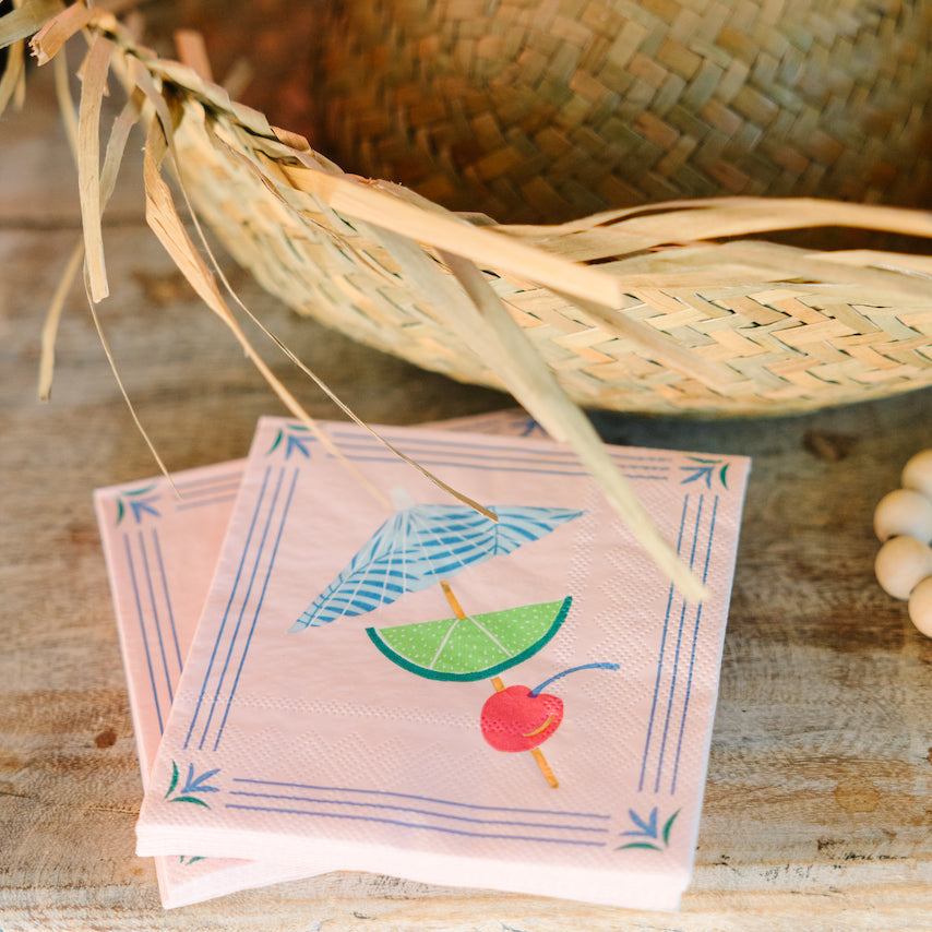 LUAU TROPICAL COCKTAIL NAPKINS Bonjour Fete Napkins LUAU TROPICAL COCKTAIL NAPKINS Bonjour Fete - Party Supplies