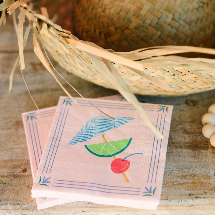 LUAU TROPICAL COCKTAIL NAPKINS Bonjour Fete Napkins LUAU TROPICAL COCKTAIL NAPKINS Bonjour Fete - Party Supplies