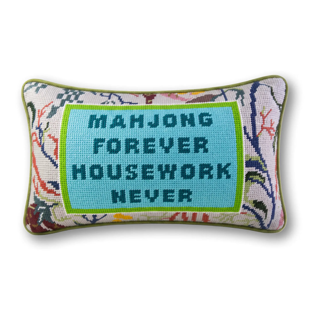Mahjong Needlepoint Pillow