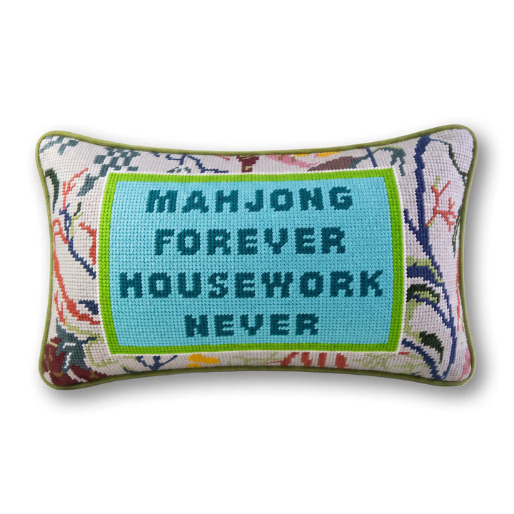 Mahjong Needlepoint Pillow