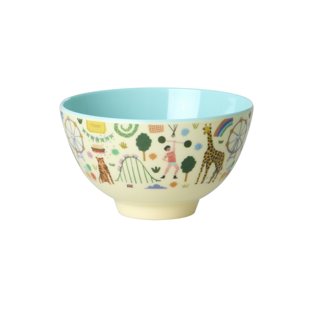 Mint Fun Fair print small melamine bowl by Rice By Rice for kids snacks and parties