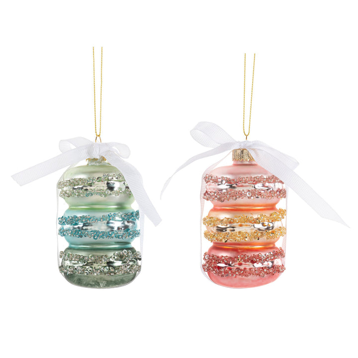 MACARON STACK GLASS ORNAMENT Ganz Bonjour Fete - Party Supplies