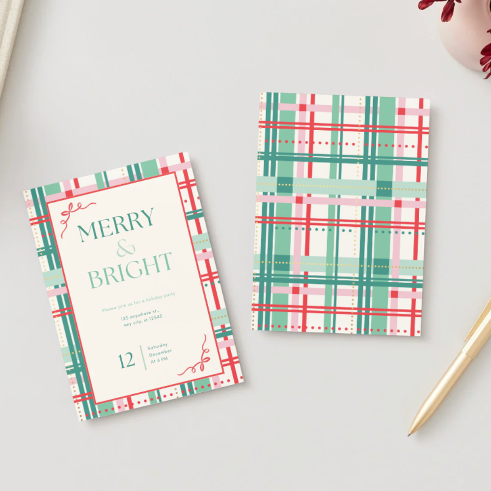 MERRY & BRIGHT PLAID CHRISTMAS DIGITAL PARTY INVITATION Bonjour Fête MERRY & BRIGHT PLAID CHRISTMAS DIGITAL PARTY INVITATION Bonjour Fete - Party Supplies