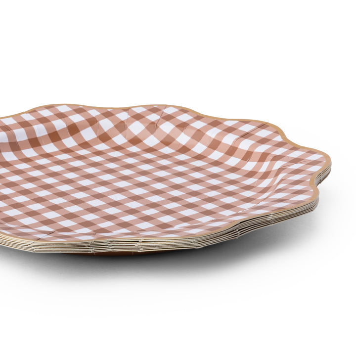 Brown Gingham Paper Plate
