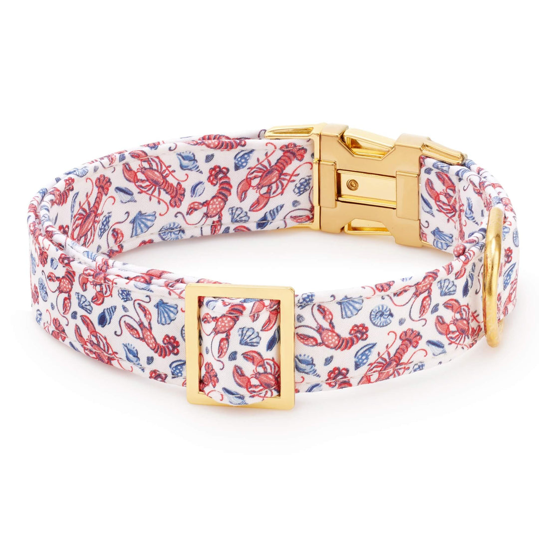 Back of the Lobster Landing dog collar with soft flannel lining
