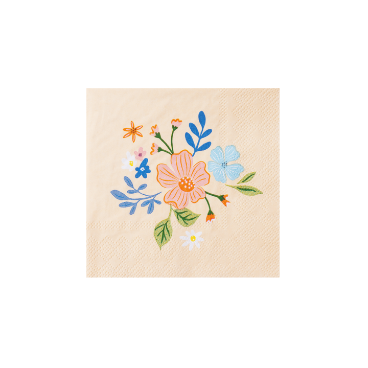 MULTICOLOR ELEGANT FLORAL COCKTAIL NAPKINS Bonjour Fete Napkins Elegant Floral Cocktail Napkins | Premium Quality | Bonjour Fête Bonjour Fete - Party Supplies