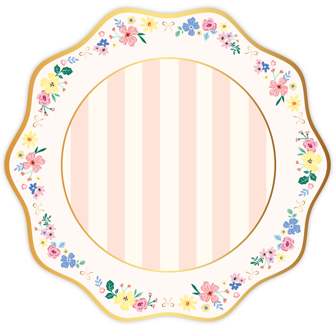 MULTICOLOR ELEGANT FLORAL DINNER PLATES Bonjour Fete Plates MULTICOLOR ELEGANT FLORAL DINNER PLATES Bonjour Fete - Party Supplies