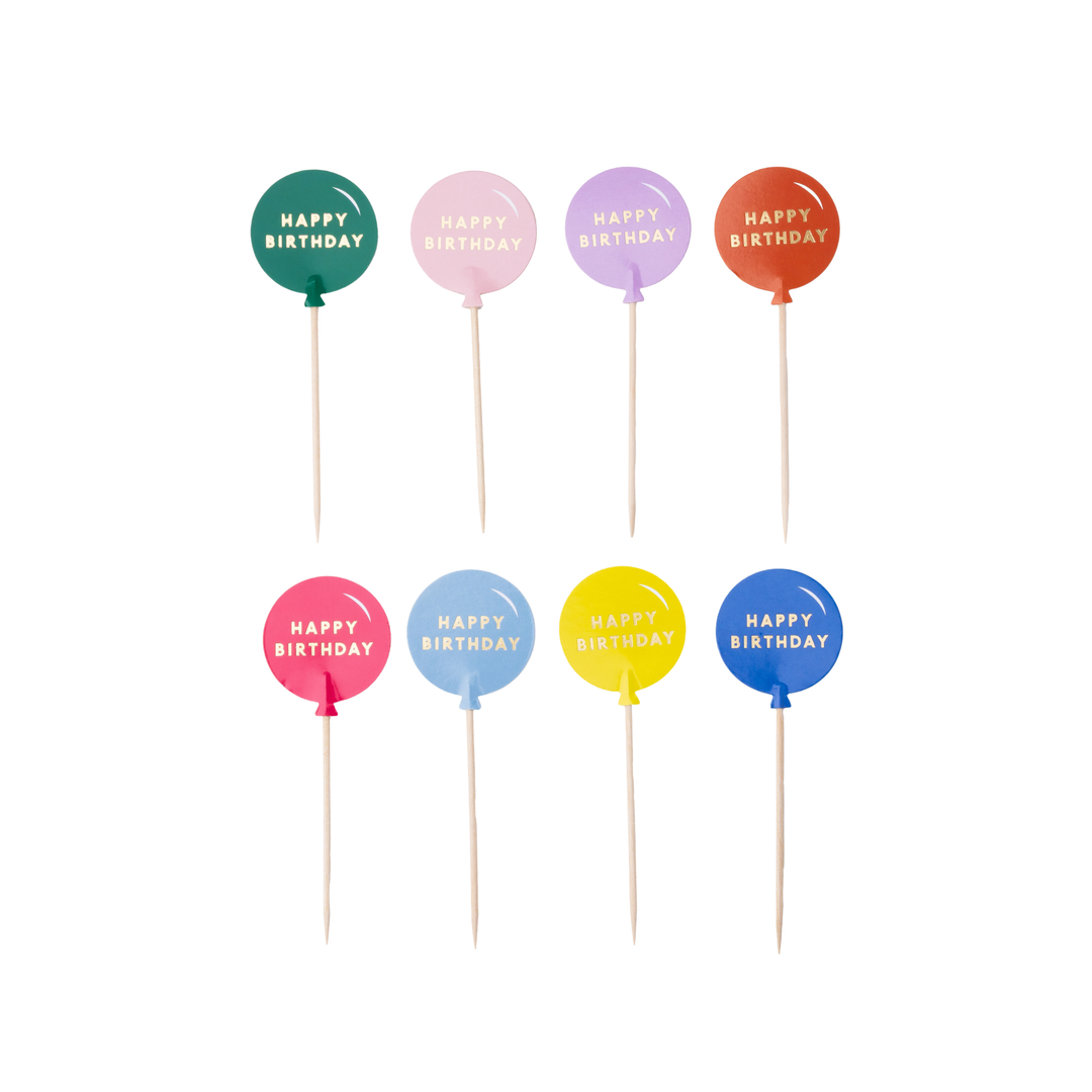 MULTICOLOR HAPPY BIRTHDAY CUPCAKE TOPPERS Bonjour Fete Cake Topper MULTICOLOR HAPPY BIRTHDAY CUPCAKE TOPPERS Bonjour Fete - Party Supplies