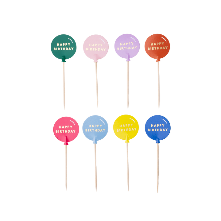 MULTICOLOR HAPPY BIRTHDAY CUPCAKE TOPPERS Bonjour Fete Cake Topper MULTICOLOR HAPPY BIRTHDAY CUPCAKE TOPPERS Bonjour Fete - Party Supplies