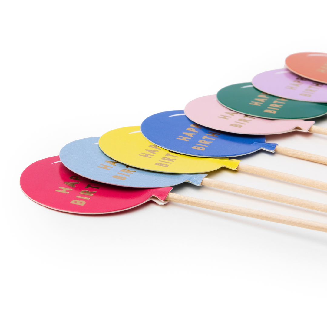 MULTICOLOR HAPPY BIRTHDAY CUPCAKE TOPPERS Bonjour Fete Cake Topper MULTICOLOR HAPPY BIRTHDAY CUPCAKE TOPPERS Bonjour Fete - Party Supplies