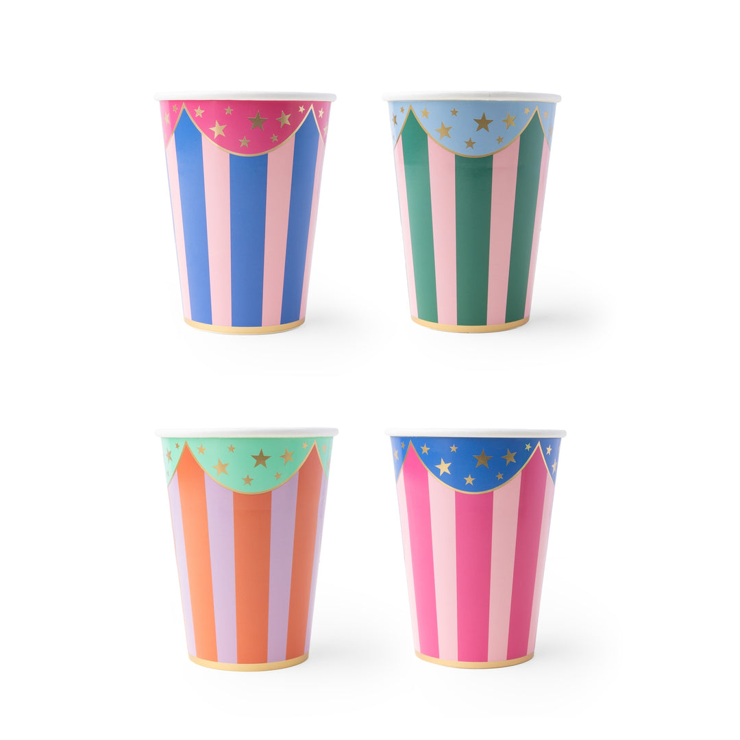 Multicolor Stripe Circus Party Cups