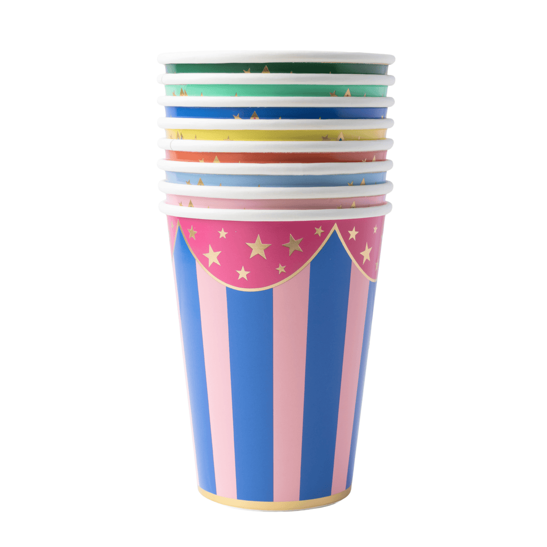 Multicolor Stripe Circus Party Cups
