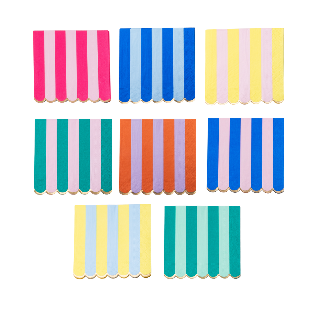 Multicolor Stripe Paper Napkins for Kids Birthday