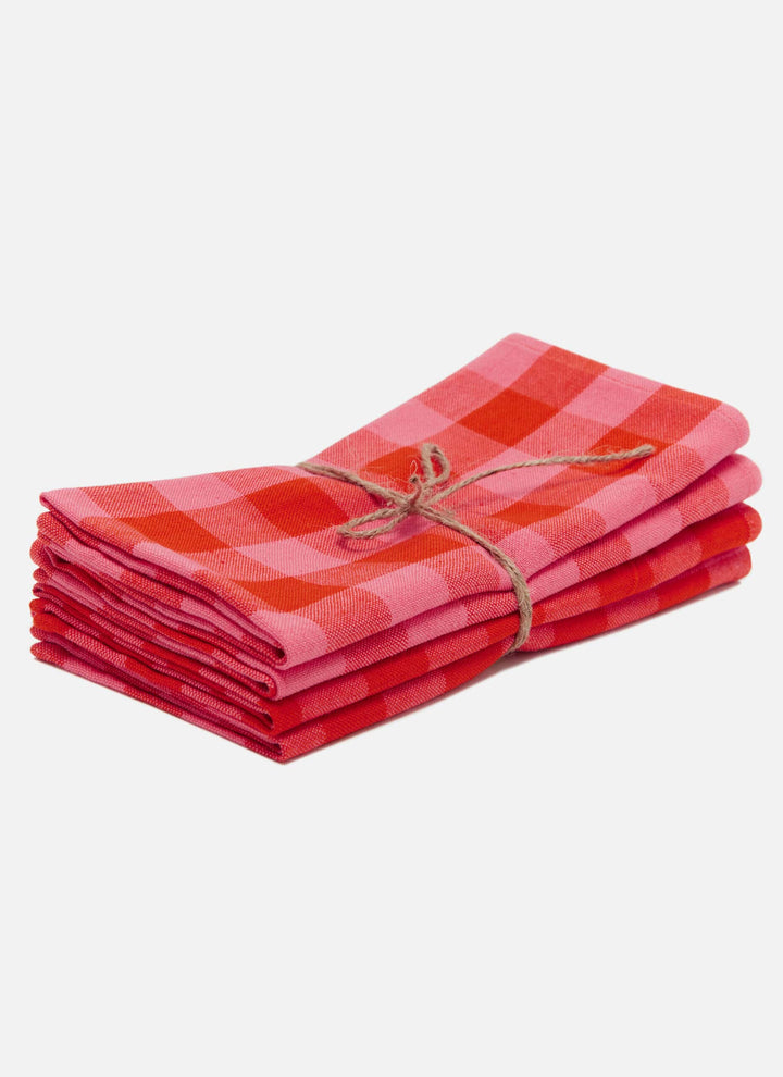 GINGHAM - Guava Napkins Heather Taylor Home simple GINGHAM - Guava Napkins Bonjour Fete - Party Supplies